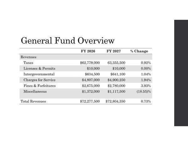 [General Fund Overview: Revenues]