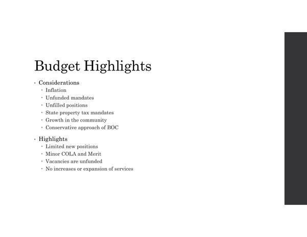 [Budget Highlights]