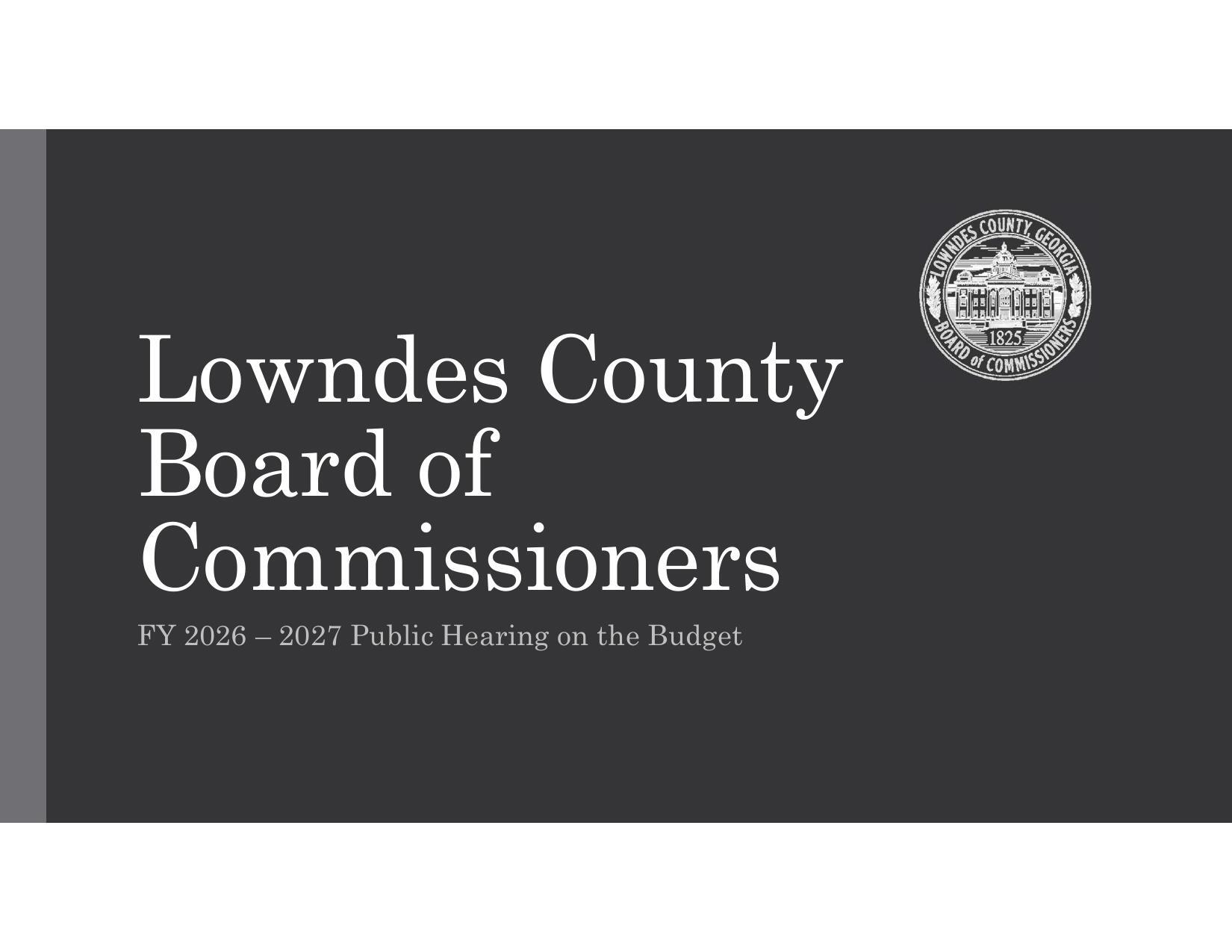 FY 2026 — 2027 Public Hearing on the Budget