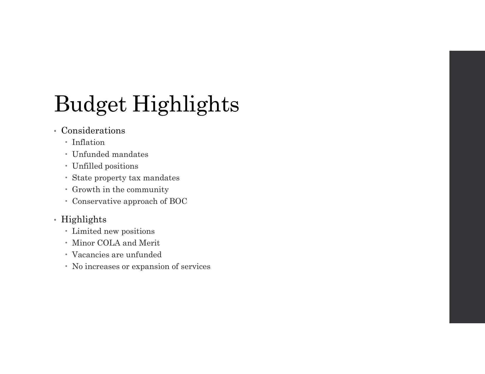 Budget Highlights