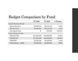 [Budget Comparison by Fund: Fire, *LOST, LMIG, etc.]
