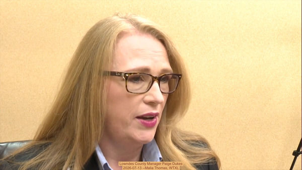 [Lowndes County Manager Paige Dukes, 2026-07-13 --Malia Thomas, WTXL]