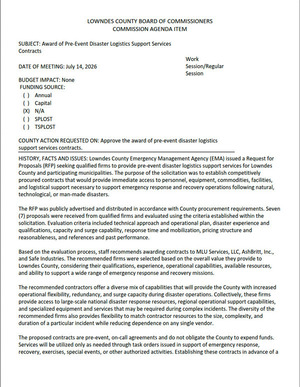 [7.a. Award Of Pre-Event Disaster Logistics Support Services Contracts]