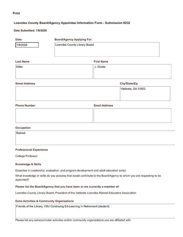 [Application of J. Elveta Miller]