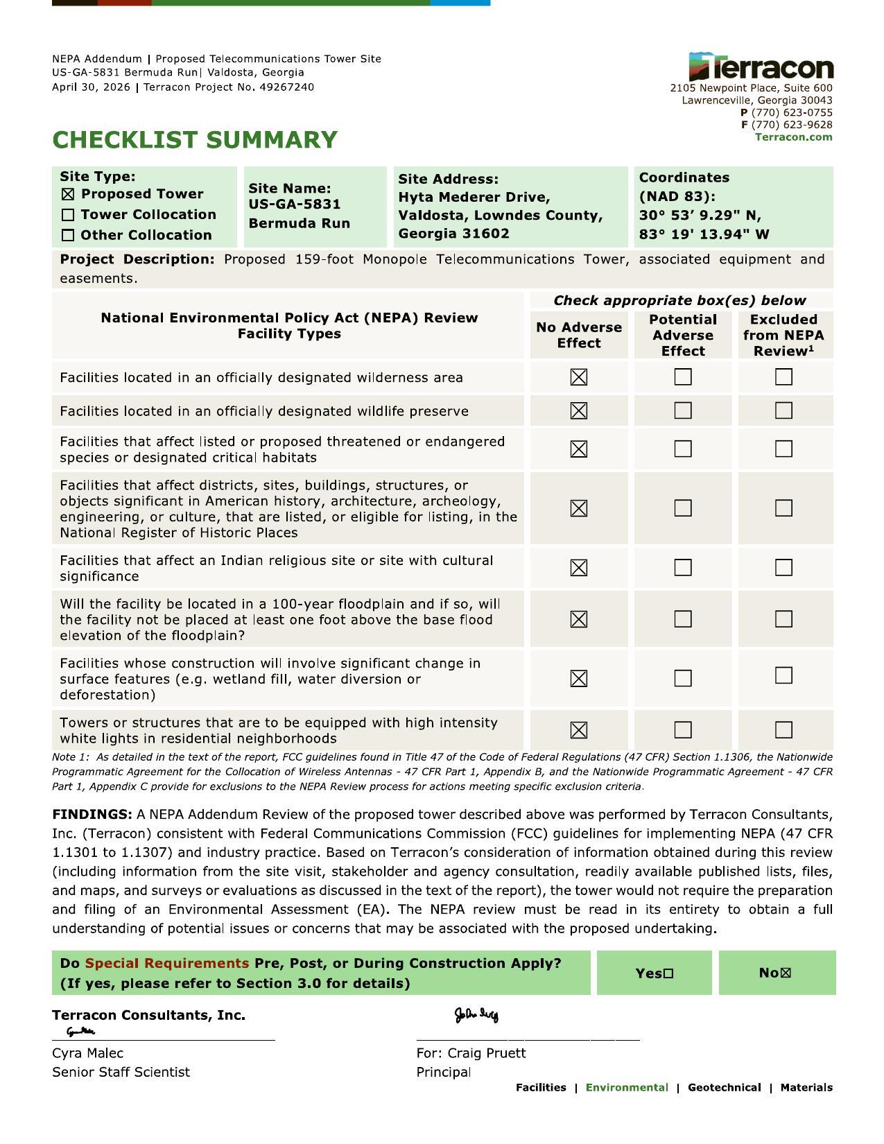 CHECKLIST SUMMARY Terracon.com