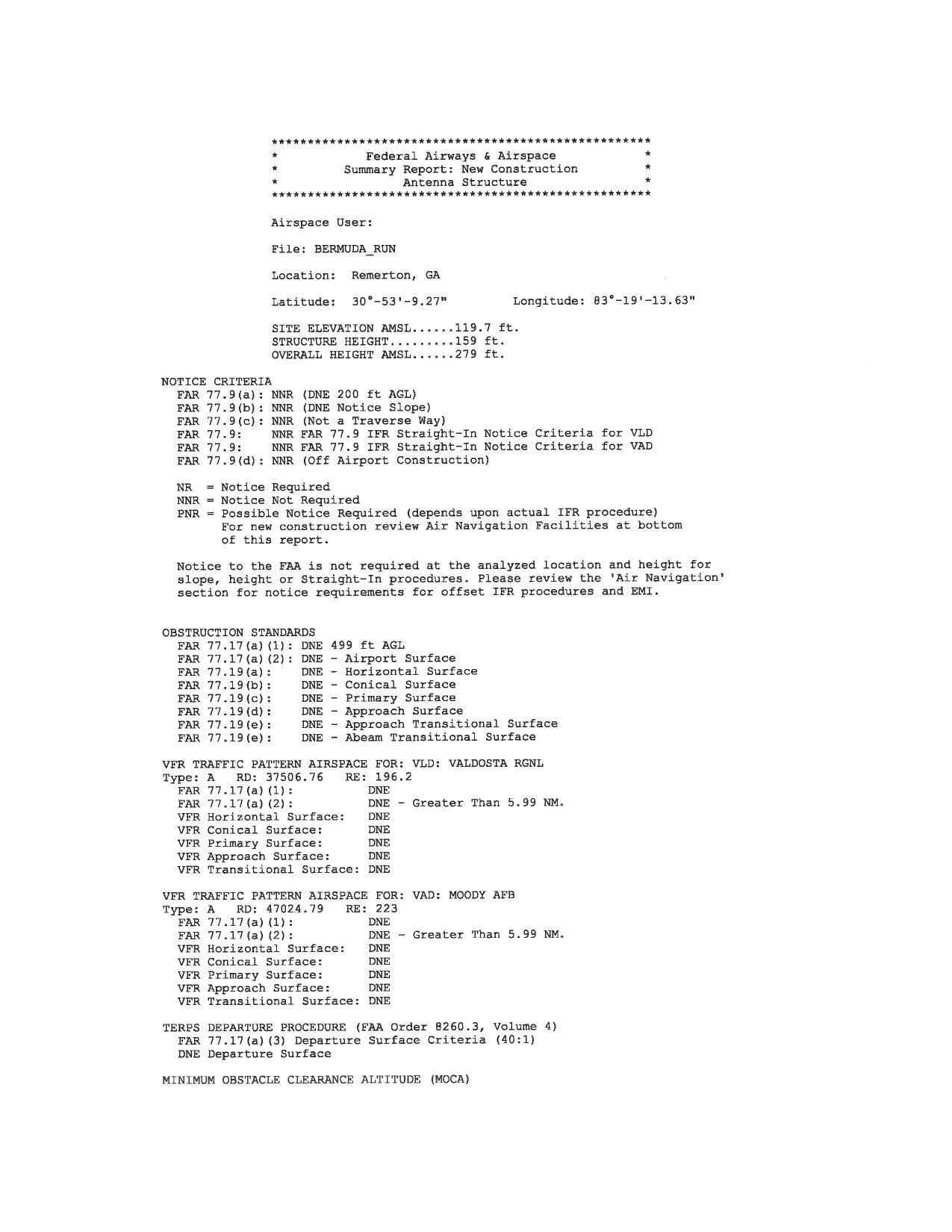 * Federal Airways & Airspace * * Summary Report: New Construction * * Antenna Structure *