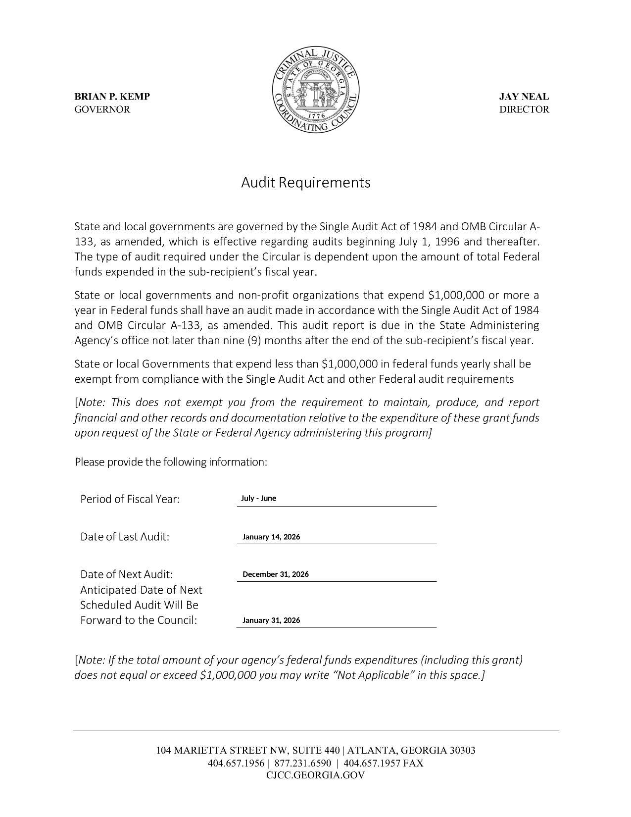 Audit Requirements