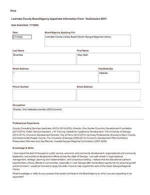 [Application of Mary Beth Brownlee]