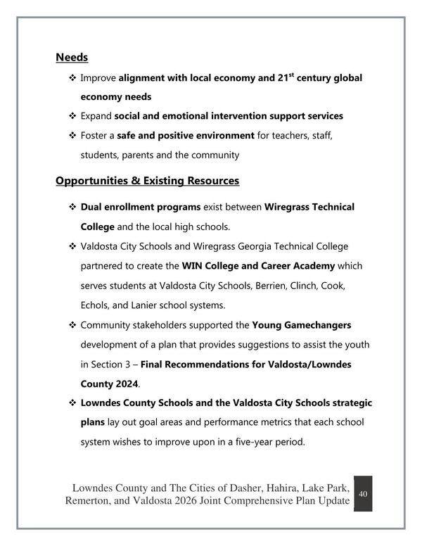 Needs, Opportunities & Existing Resources