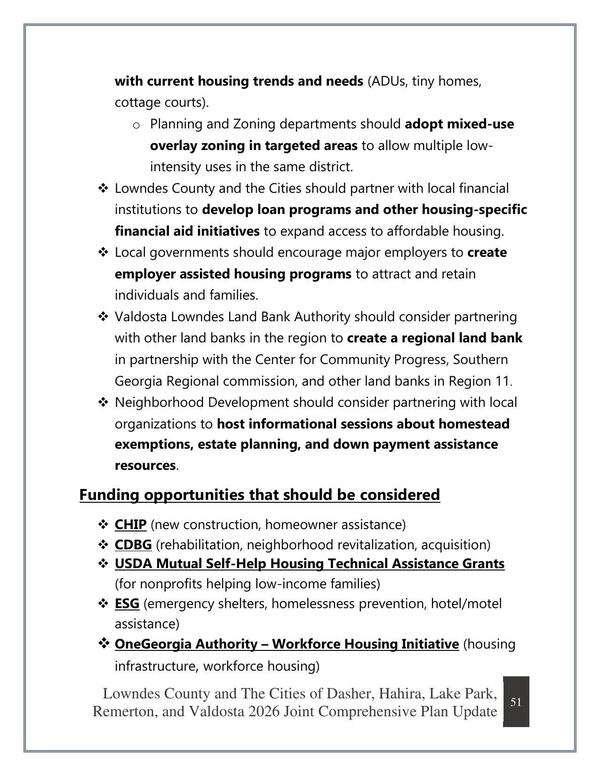 Funding opportunities that should be considered