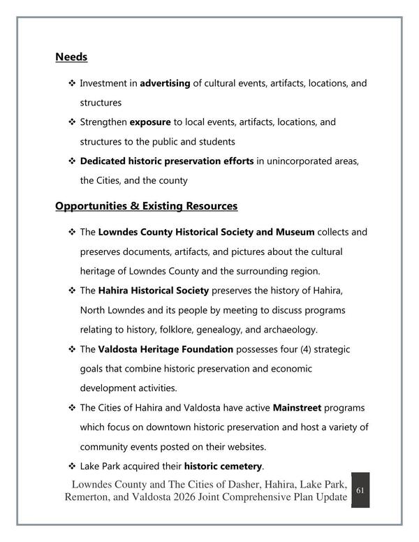Needs, Opportunities & Existing Resources
