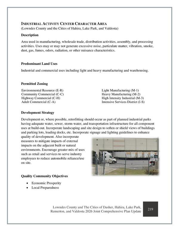[INDUSTRIAL ACTIVITY CENTER CHARACTER AREA]