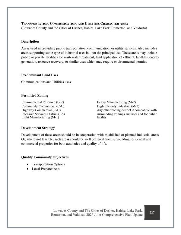 [TRANSPORTATION, COMMUNICATION, AND UTILITIES CHARACTER AREA]