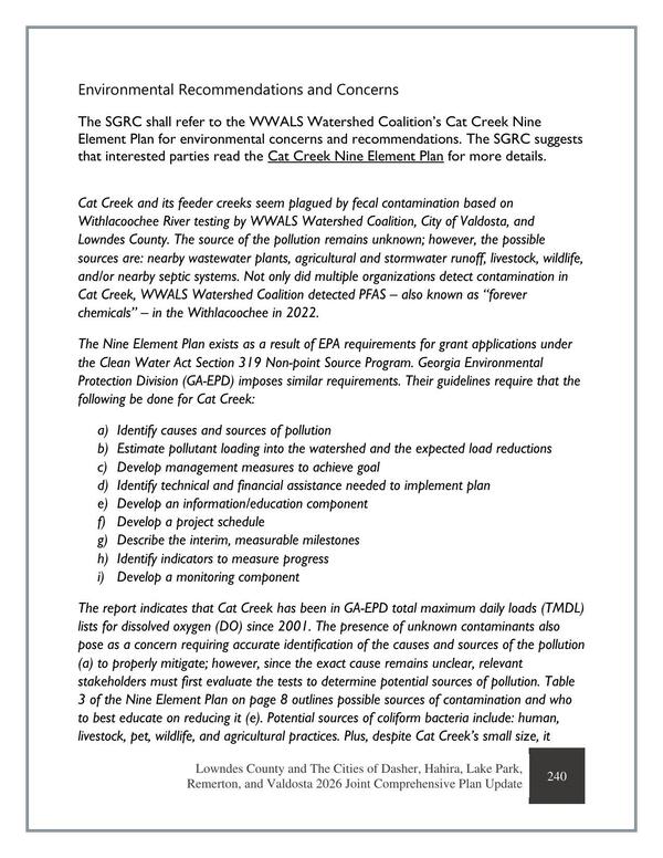 [WWALS Cat Creek Nine Element Plan]