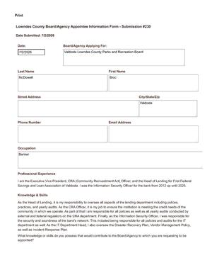 [Broc McDowell application]