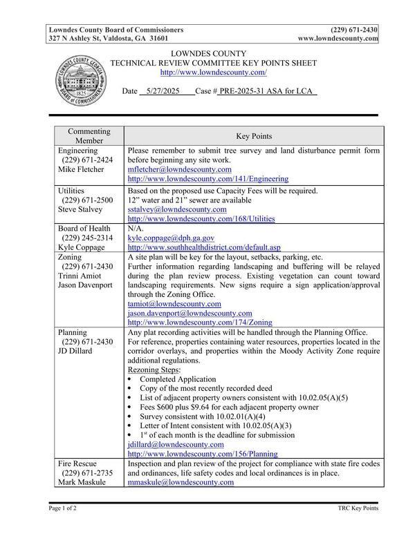 [TRC KeyPoints 2025-05-27, PRE-2025-31 ASA for LCA]