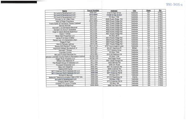 [Names and addresses of adjacent property owners]