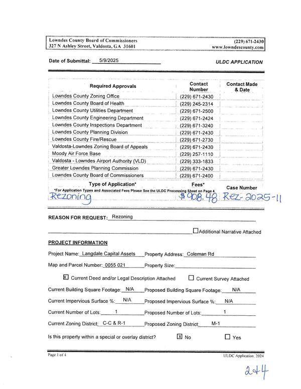 [Date of Submittal: 5/9/2025 ULDC APPLICATION]