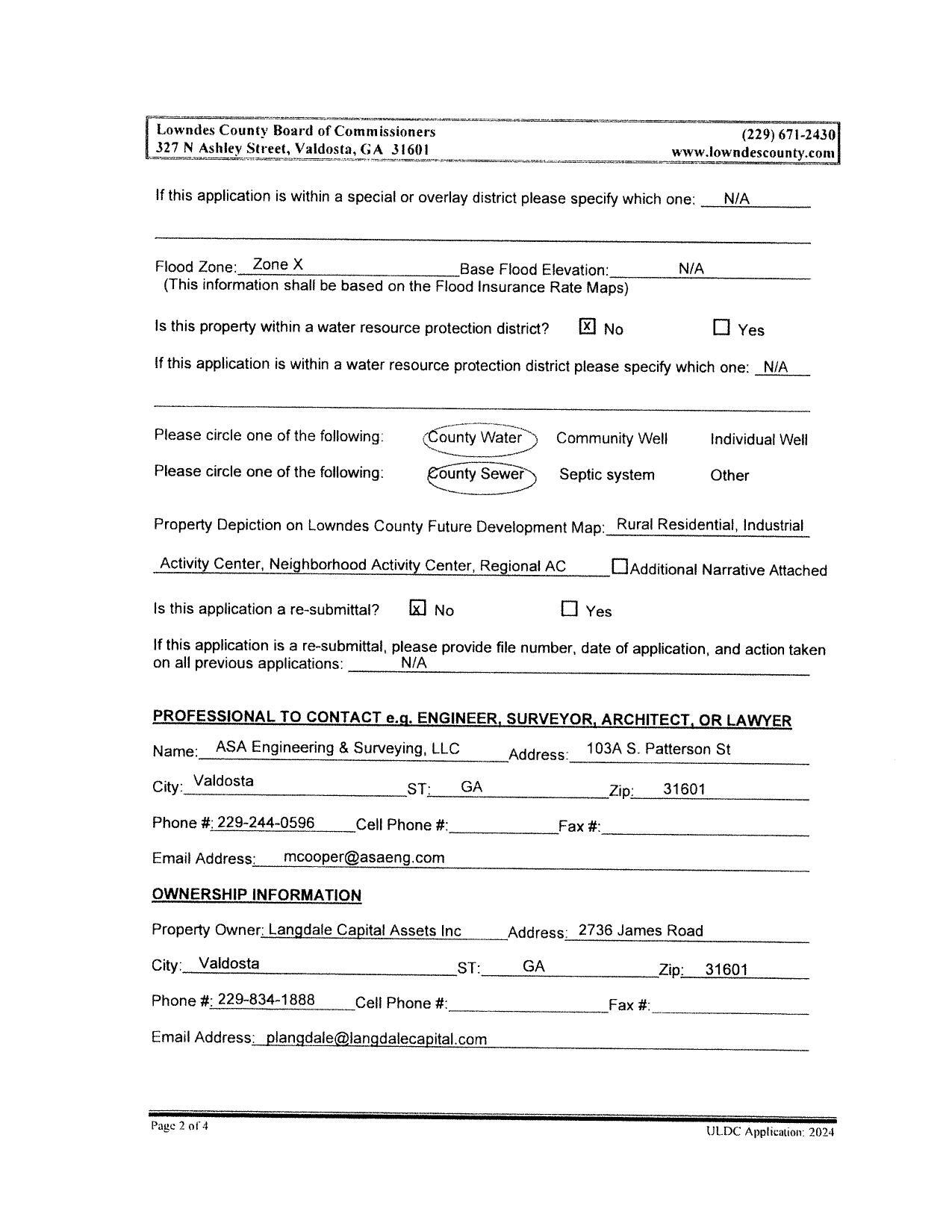 Property Owner; Langdale Capital Assets Inc Address: 2736 James Road