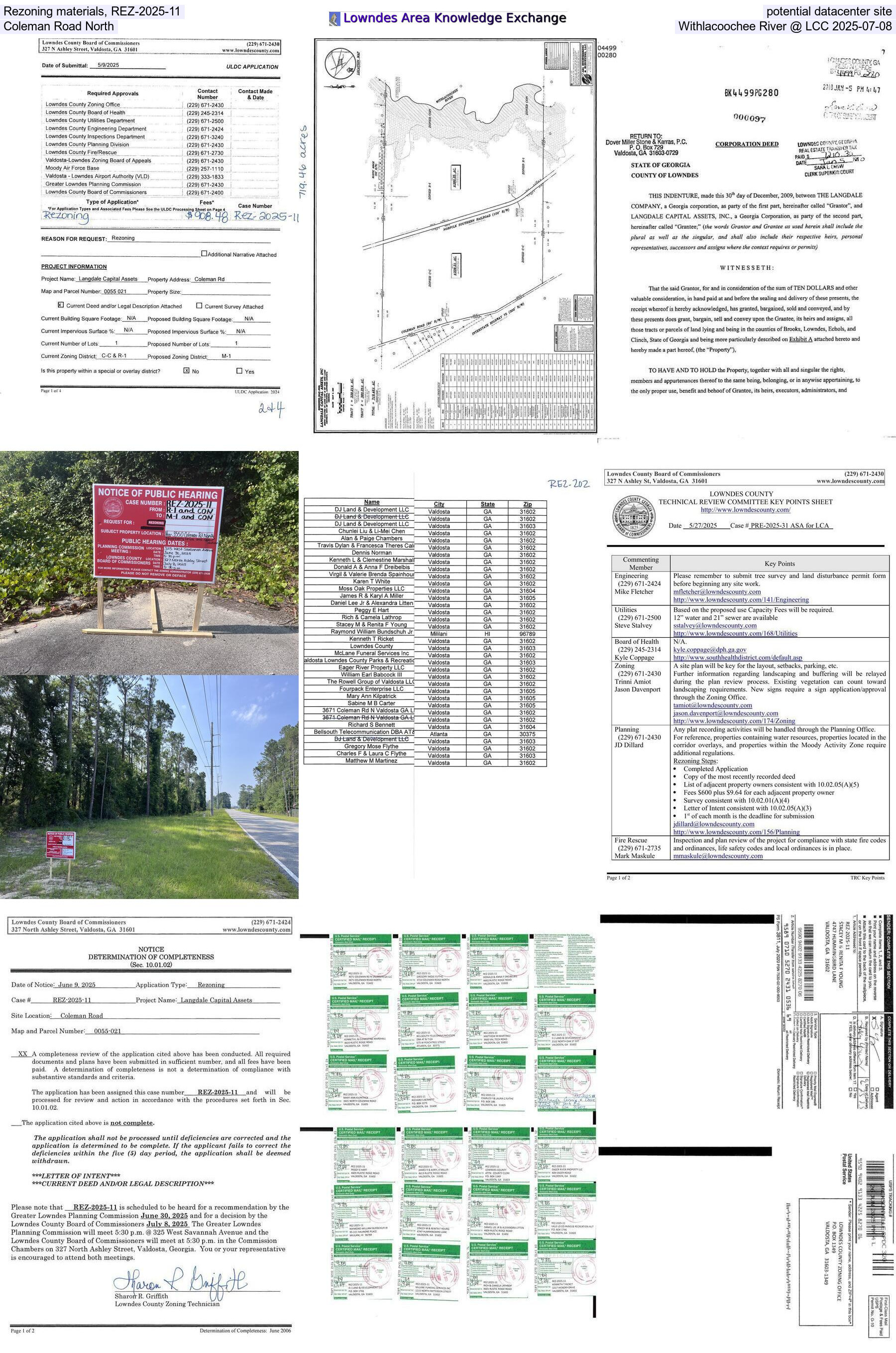 [Rezoning materials, REZ-2025-11, potential datacenter site, Coleman Road North, Withlacoochee River @ LCC 2025-07-08]