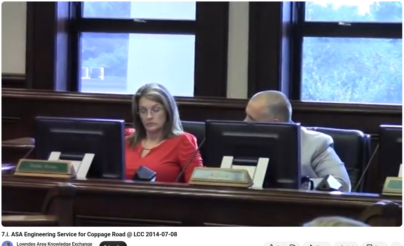Lowndes County Engineer Mike Fletcher, Coppage Road, 2014-07-08 @ LCC Regular Session --Gretchen Quarterman for LAKE