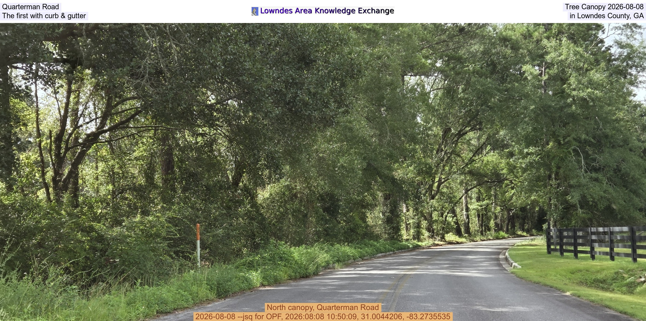Quarterman Road Tree Canopy 2026-08-08, The first with curb & gutter in Lowndes County, GA