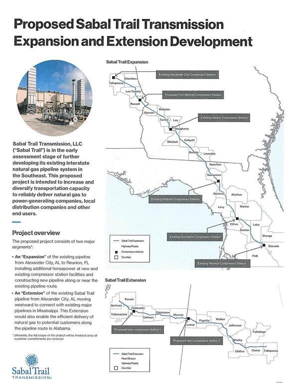 [Maps: Proposed Sabal Trail Transmission Expansion and Extension Development]