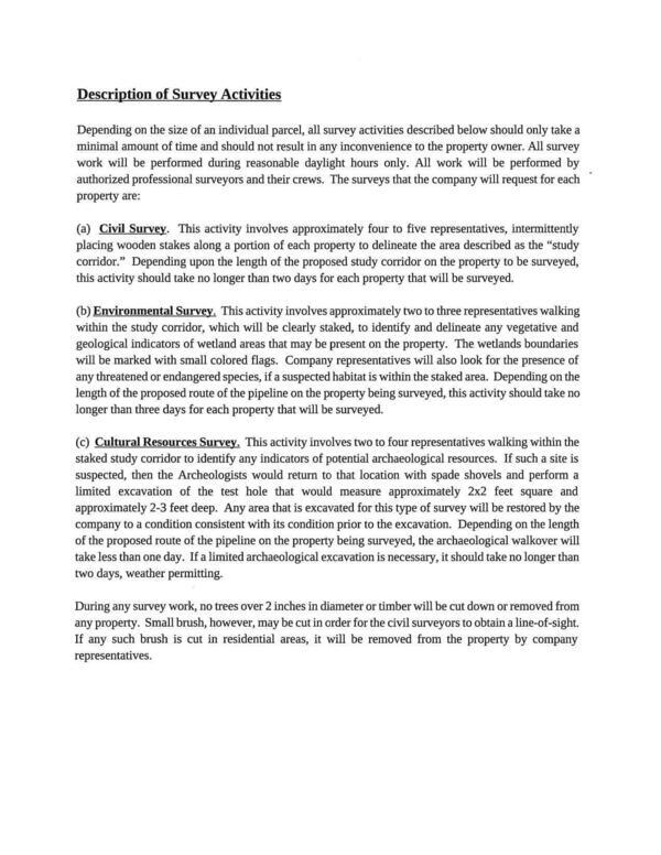 [Description of Survey Activities]