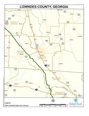 [Map: LOWNDES COUNTY, GEORGIA, Proposed Sabal Trail Pipeline]