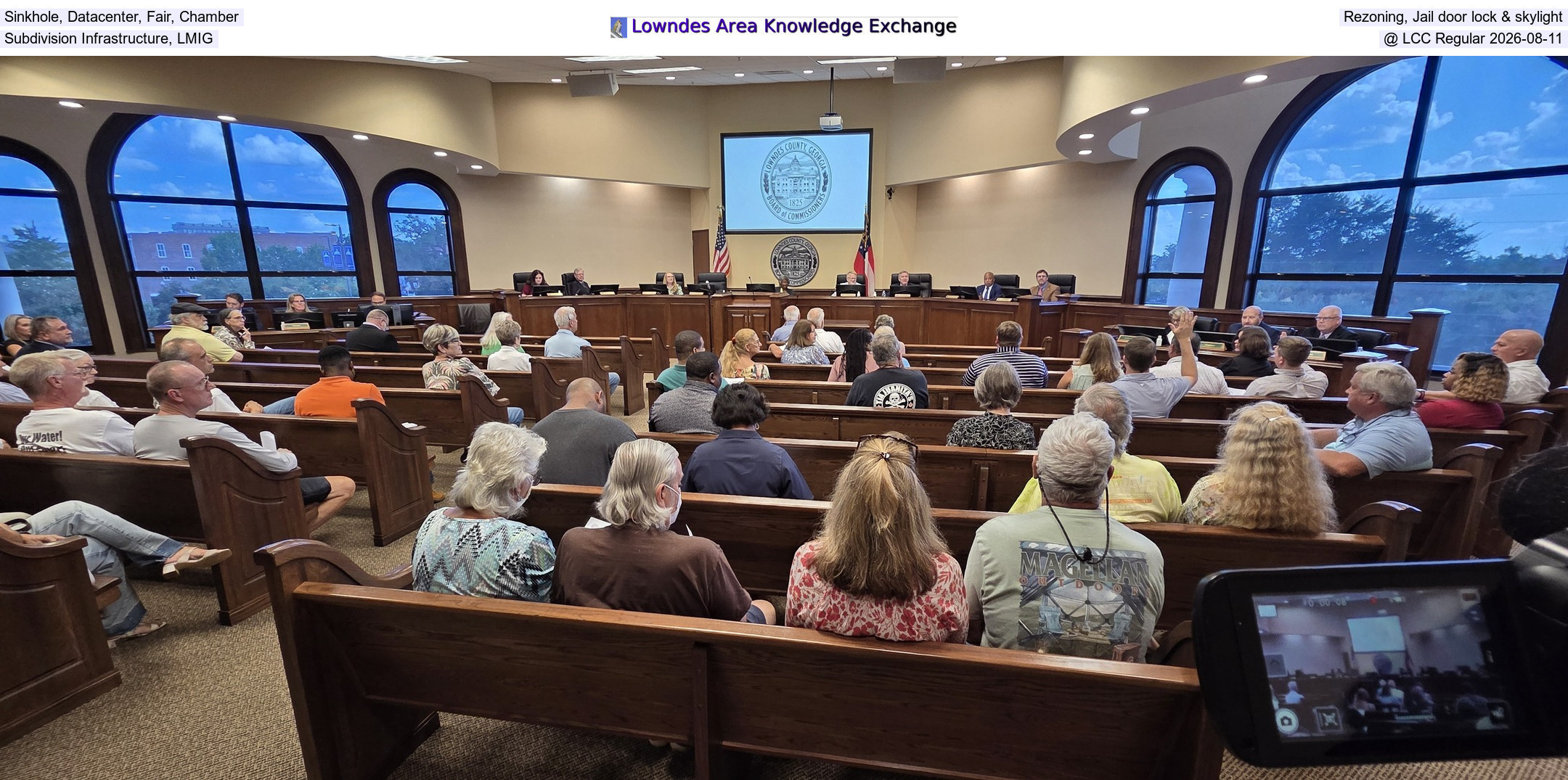Sinkhole, Datacenter, Fair, Chamber, Rezoning, Jail door lock & skylight, Subdivision Infrastructure, LMIG @ LCC Regular 2026-08-11