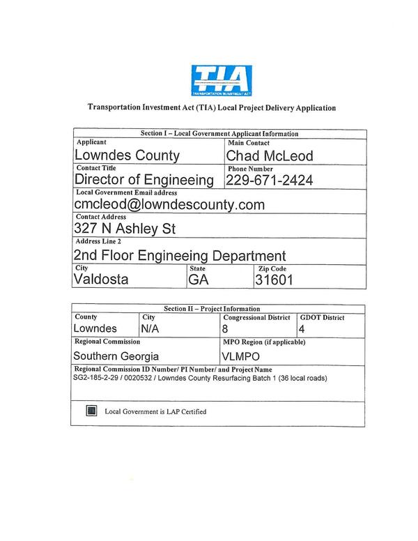[Section I - Local Government Applicant Information]