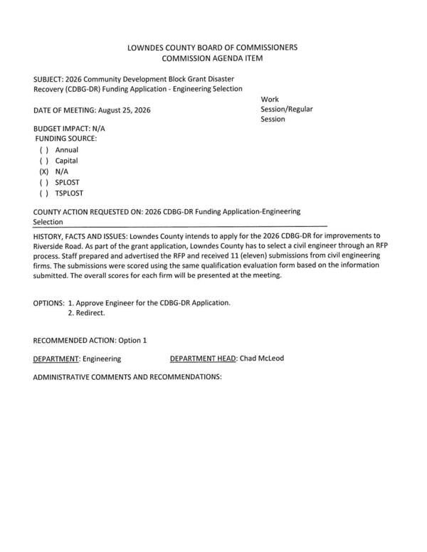 [Staff prepared and advertised the RFP and received 11 (eleven) submissions from civil engineering firms.]