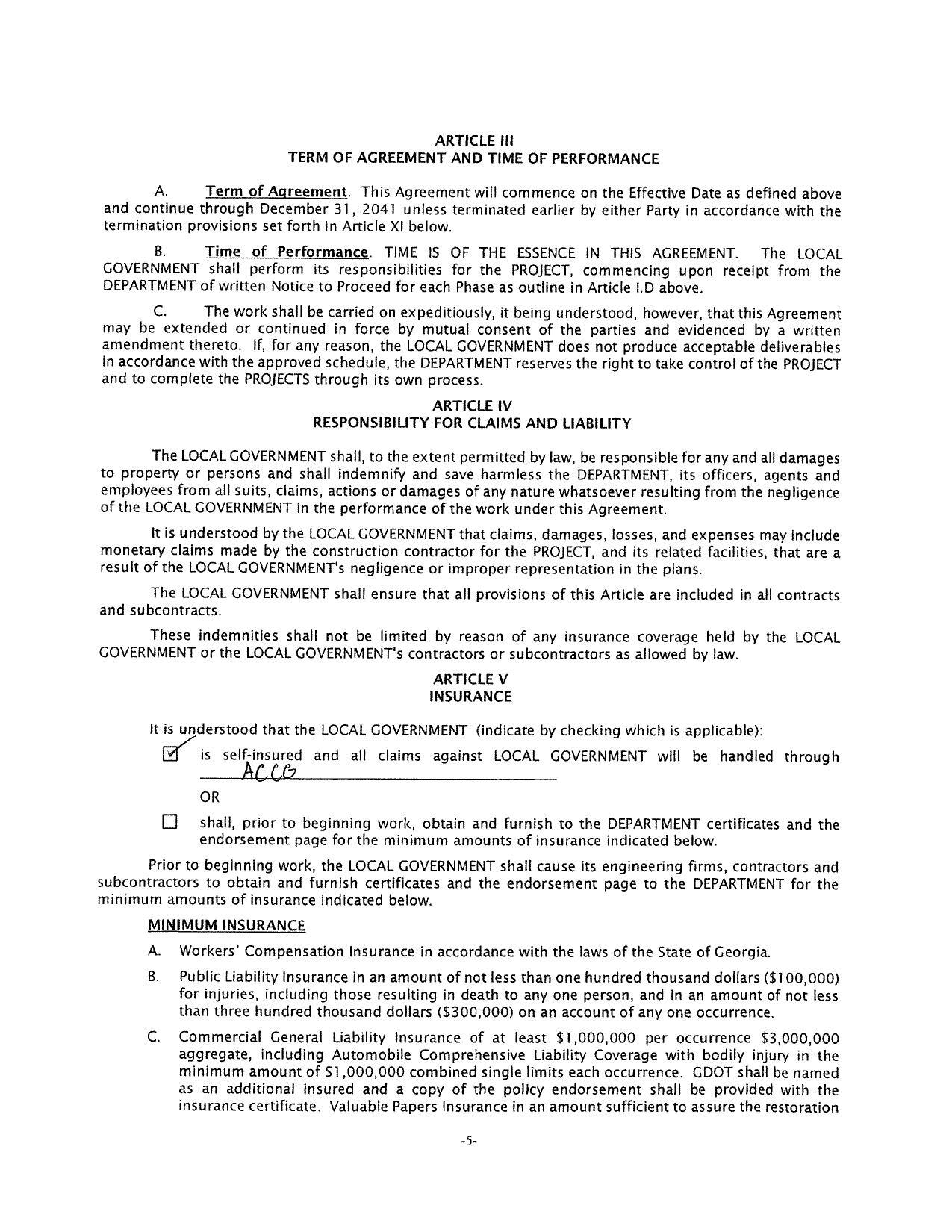 DEPARTMENT of written Notice to Proceed for each Phase as outline in Article 1.D above.