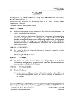 [This Agreement is by and between Lowndes County Board of Commissioners (“Owner”) and]