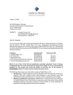 [Five bids and which to choose --Carter & Sloope Consulting Engineers]