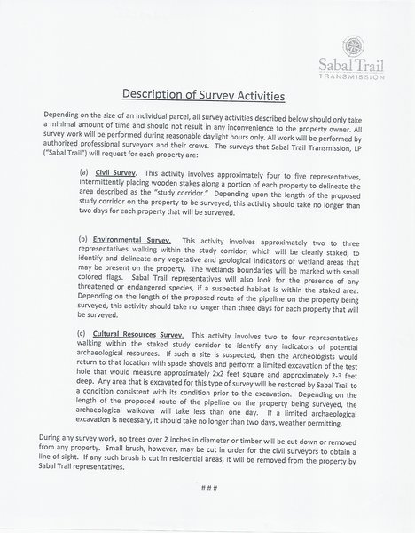 Description of Survey Activities
