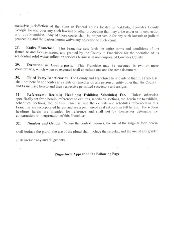 28. Entire Franchise, 29. Execution in Counterparts, 30. Third-Party Beneficiaries, 31. References etc., 32. Number and Gender