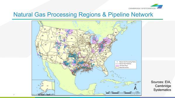Natural Gas Processing Regions & Pipeline Network