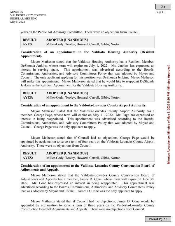 Appointments to Housing and Airport Authorities and Construction Board of Appeals.