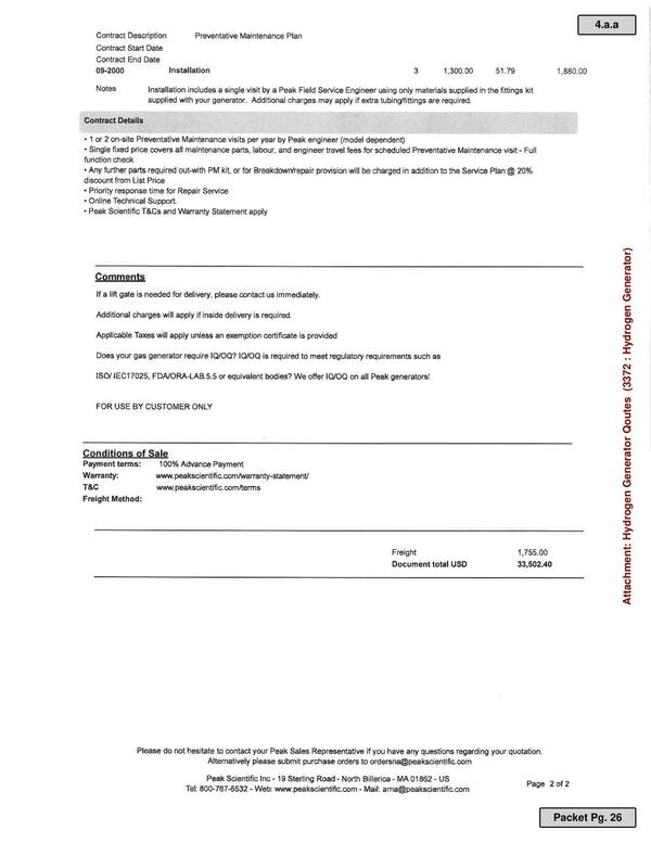 Contract Description Preventative Maintenance Plan