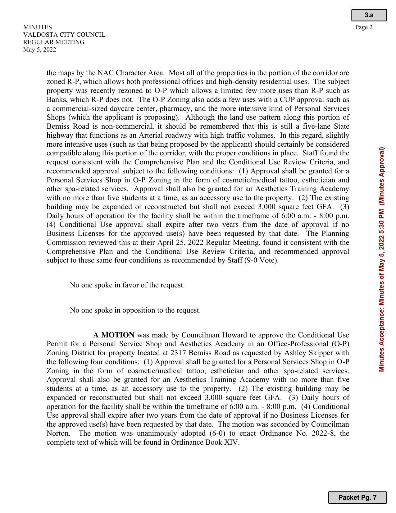 CU-2022-04 passed unanimously 6:0 with conditions.