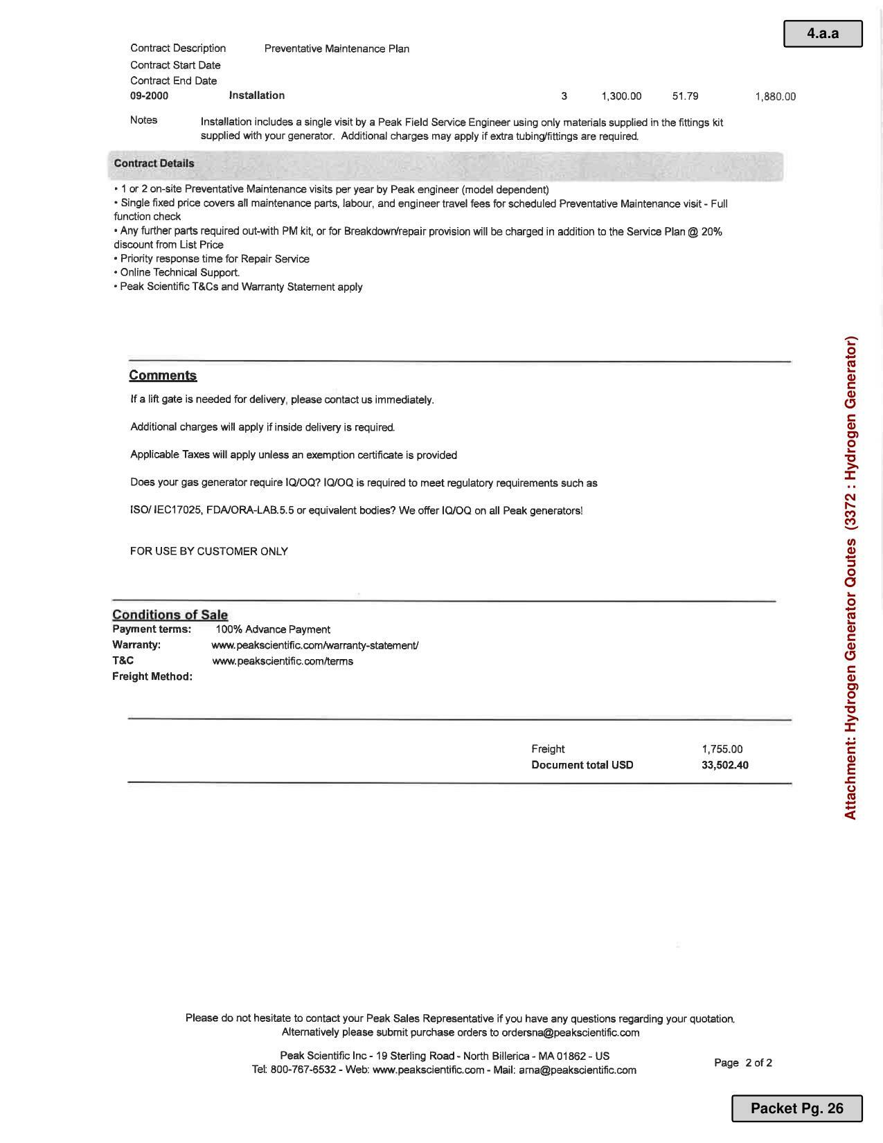 Contract Description Preventative Maintenance Plan