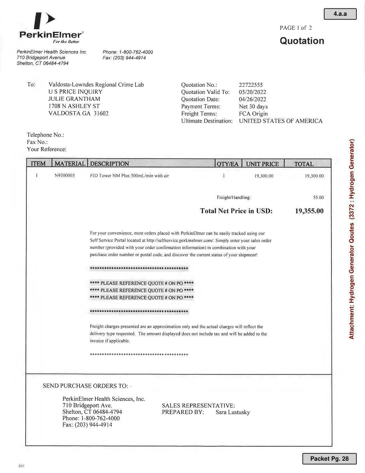 Quotation PerkinElmer