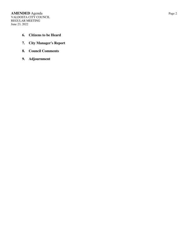 CTBH, Reports, Comments, Adjournment