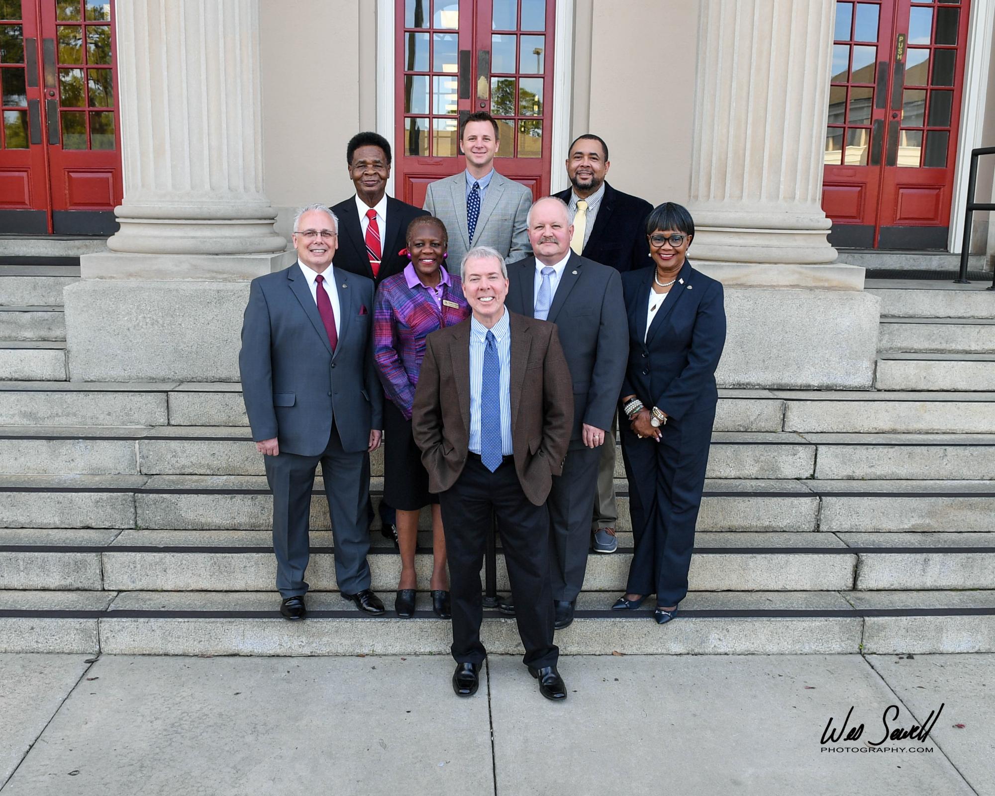 Front Row: Mayor Scott James Matheson; Middle Row: Ben Norton, Council At-Large, Sandra Tooley, District 2, Tim Carroll, District 5, Vivian Miller-Cody, Mayor Pro-Tem, District 1; Back Row: Sonny Vickers, District 3, Andy Gibbs, District 6, Eric Howard, District 4.