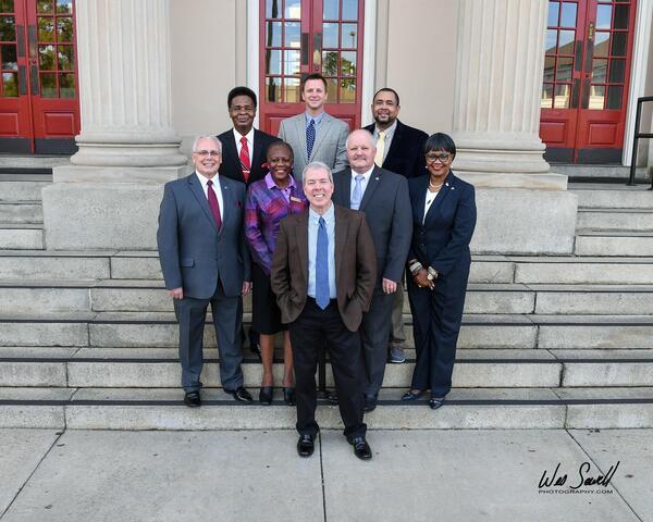 [Front Row: Mayor Scott James Matheson; Middle Row: Ben Norton, Council At-Large, Sandra Tooley, District 2, Tim Carroll, District 5, Vivian Miller-Cody, Mayor Pro-Tem, District 1; Back Row: Sonny Vickers, District 3, Andy Gibbs, District 6, Eric Howard, District 4.]