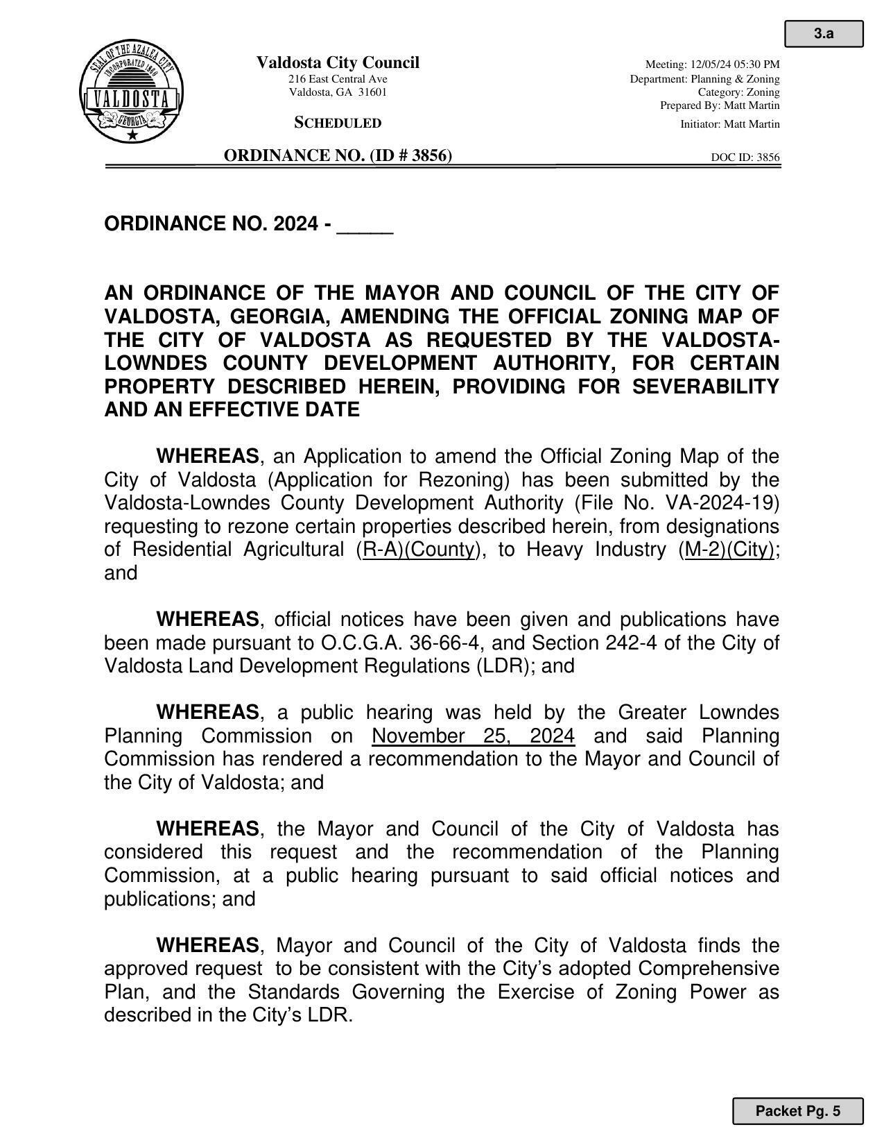 Rezoning ordinance
