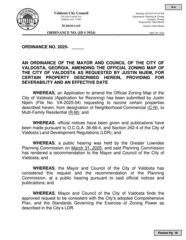 ORDINANCE NO. (ID # 3924)