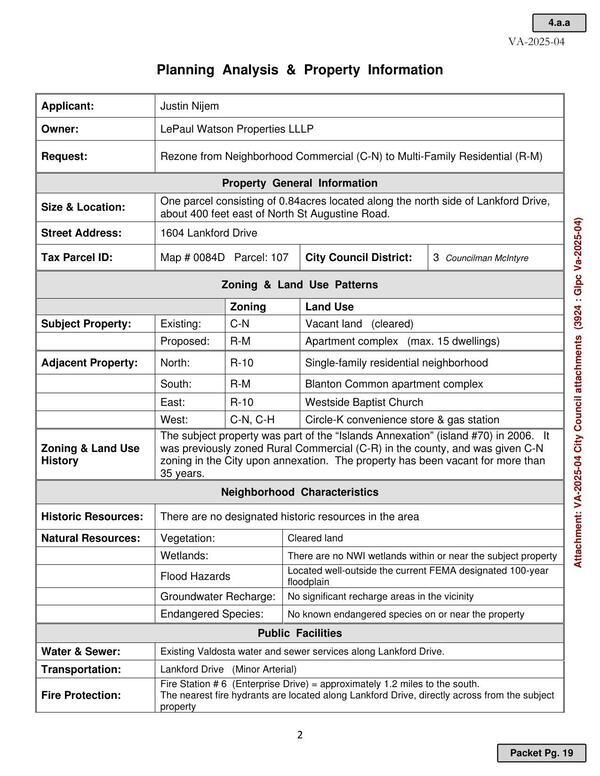 Planning Analysis & Property Information