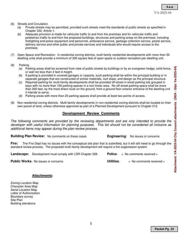 Development Review Comments